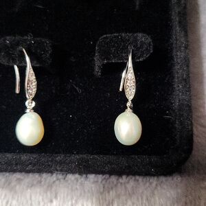 Genuine  Pearl Drop Earrings New In Box